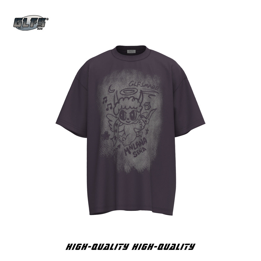Faded Illustration Graphic Short Sleeve T-Shirt WN26489