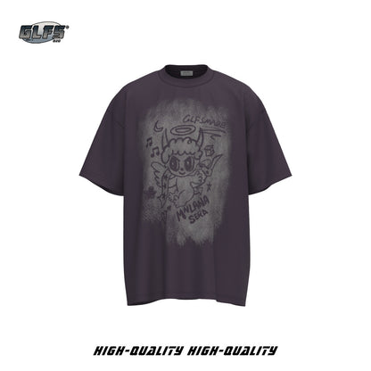 Faded Illustration Graphic Short Sleeve T-Shirt WN26489