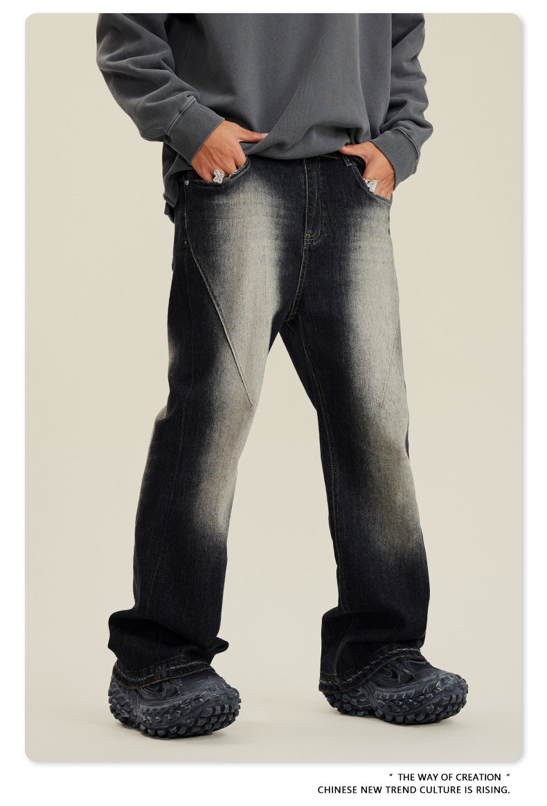 Washed Damage Flare Denim Jeans WN6415