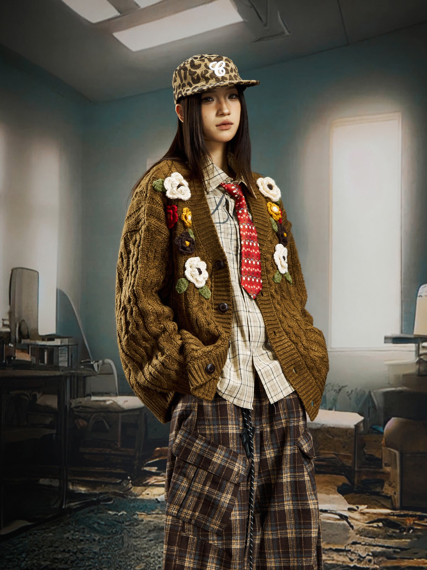 Handcrafted 3D Crochet Flower High-End Knit Cardigan WN22738