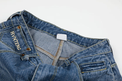 Washed Logo Embroidery Wide Leg Denim Jeans WN25548