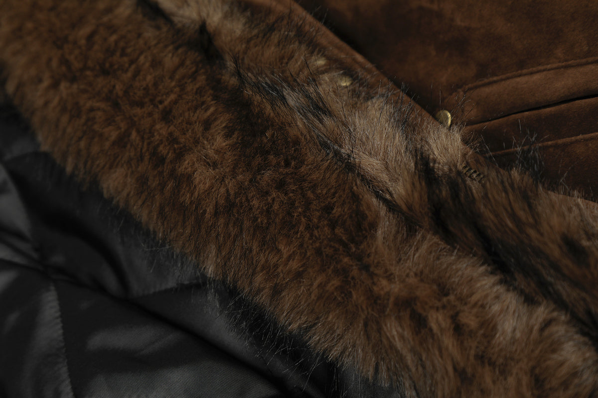 Fake Fur Collar Toggle Detail Cropped Jacket WN27802