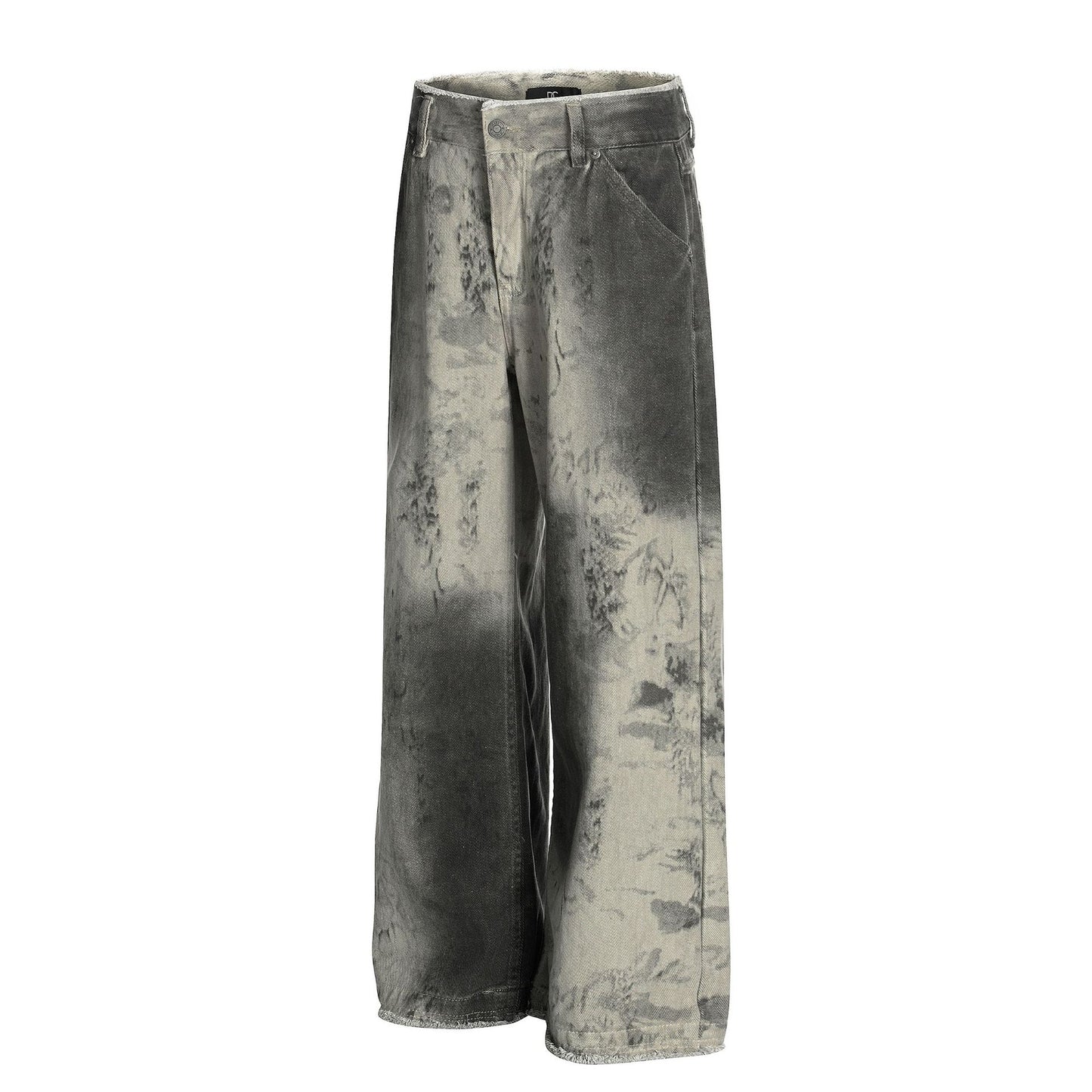 Paint Washed Wide Leg Denim Jeans WN25950