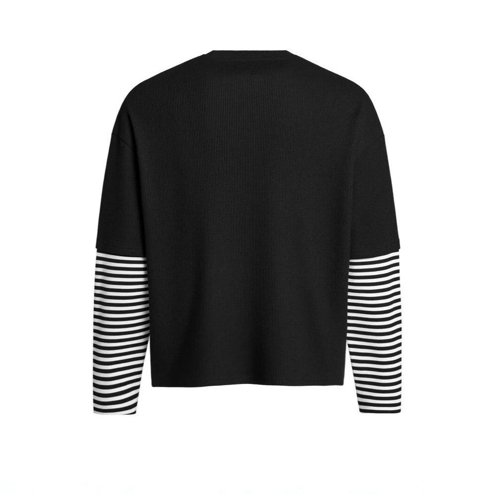 Fake Layered Stripe Graphic Long Sleeve T-Shirt WN27983