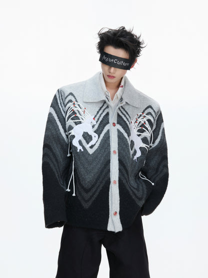 Oversize Polo Collar Knit Cardigan WN22671