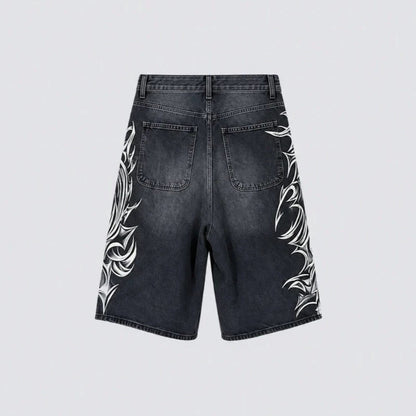 Thorn Print Washed Wide Leg Half Pants WN27883