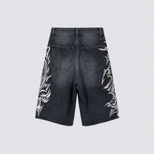 Thorn Print Washed Wide Leg Half Pants WN27883