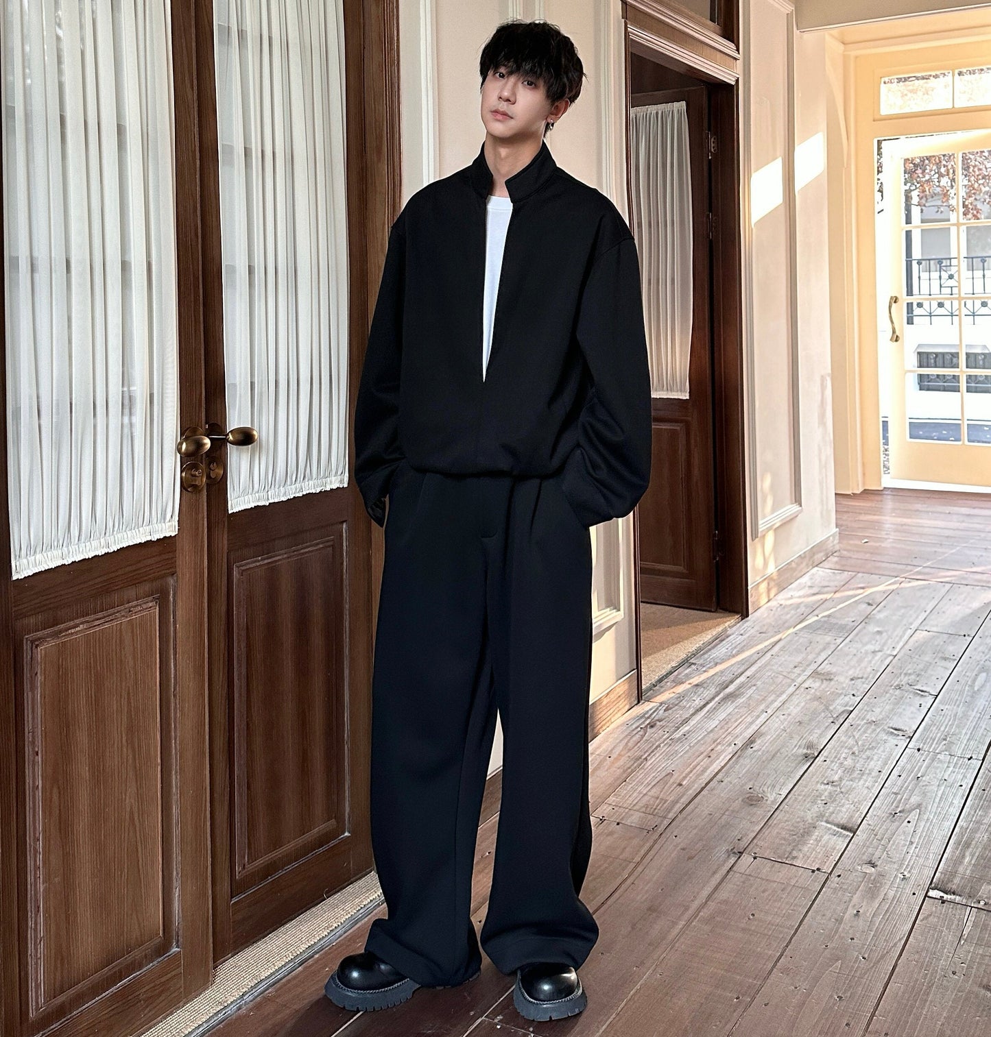 Half-Zip Sweatshirt & Wide Leg Sweatpants Setup WN25311