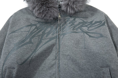 Fake Fur Collar Leopard Print Padded Jacket WN23076