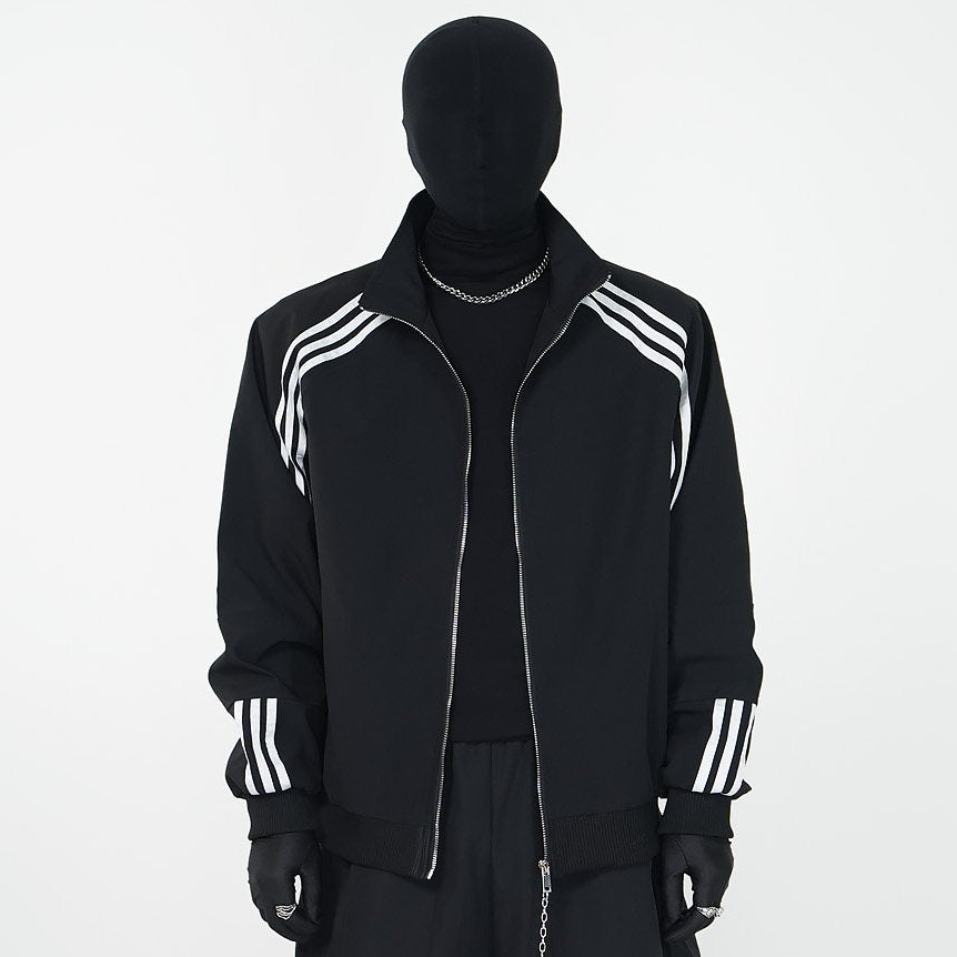 Stripe Line Zipper Jacket & Stripe Line Wide Leg Pants Setup WN24139