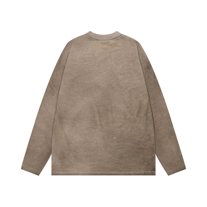 Washed Dirty Dye Graphic Print Long Sleeve T-Shirt WN25719