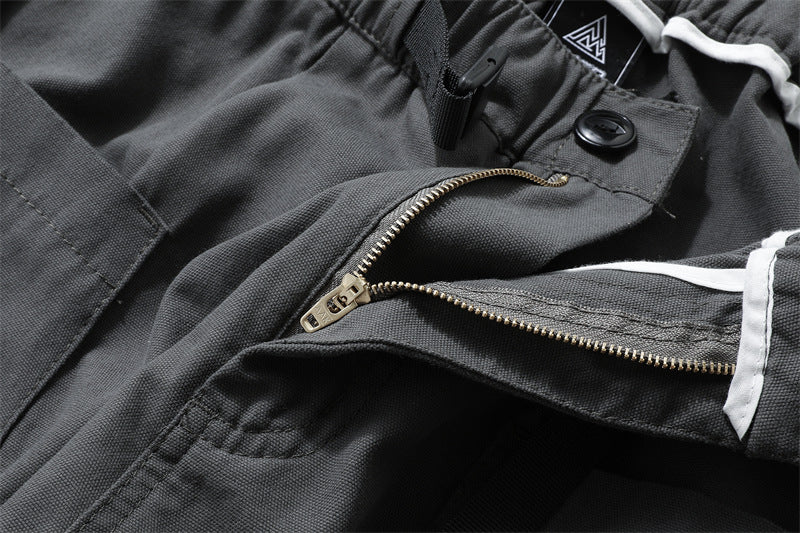 Washed Damage Zipper Cargo Half Pants WN26853
