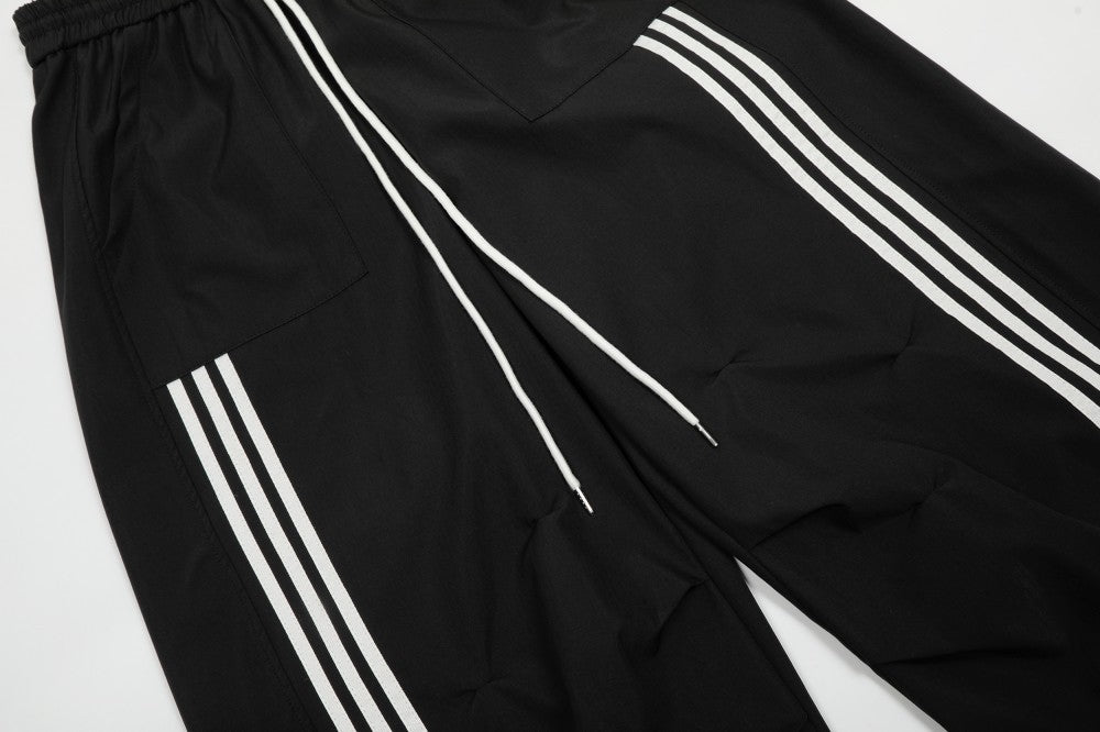 Stripe Zipper Jacket & Stripe Wide Leg Pants Setup WN28059