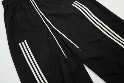 Stripe Zipper Jacket & Stripe Wide Leg Pants Setup WN28059