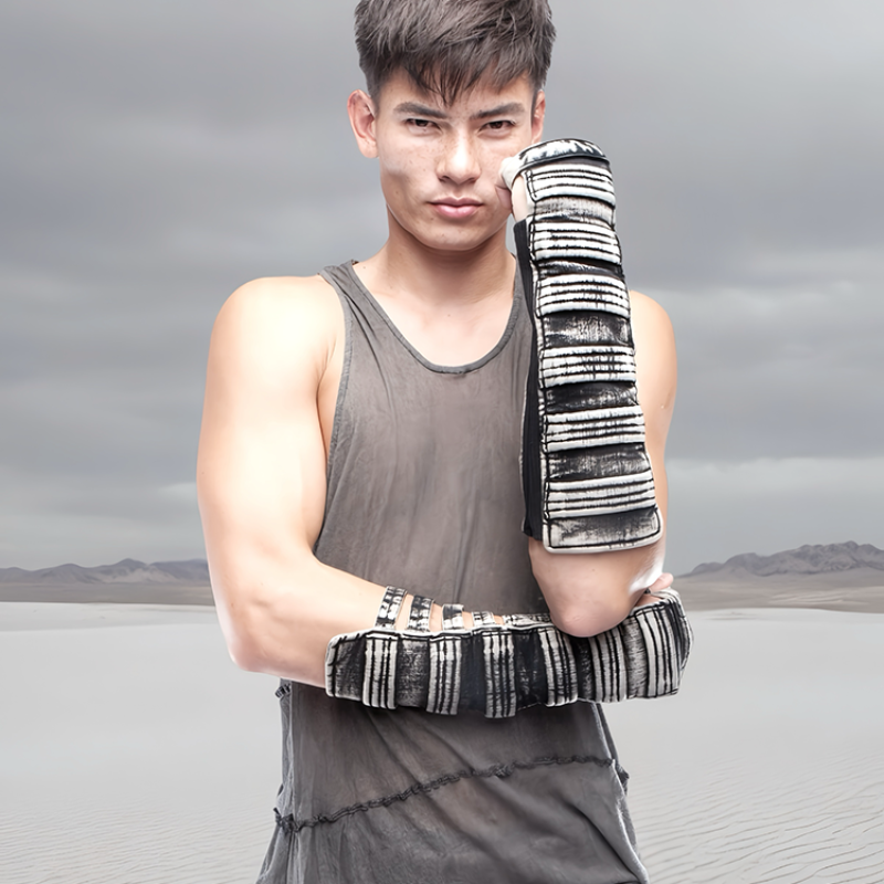 Washed Hollow-Out Deconstructed Arm Warmers WN21978