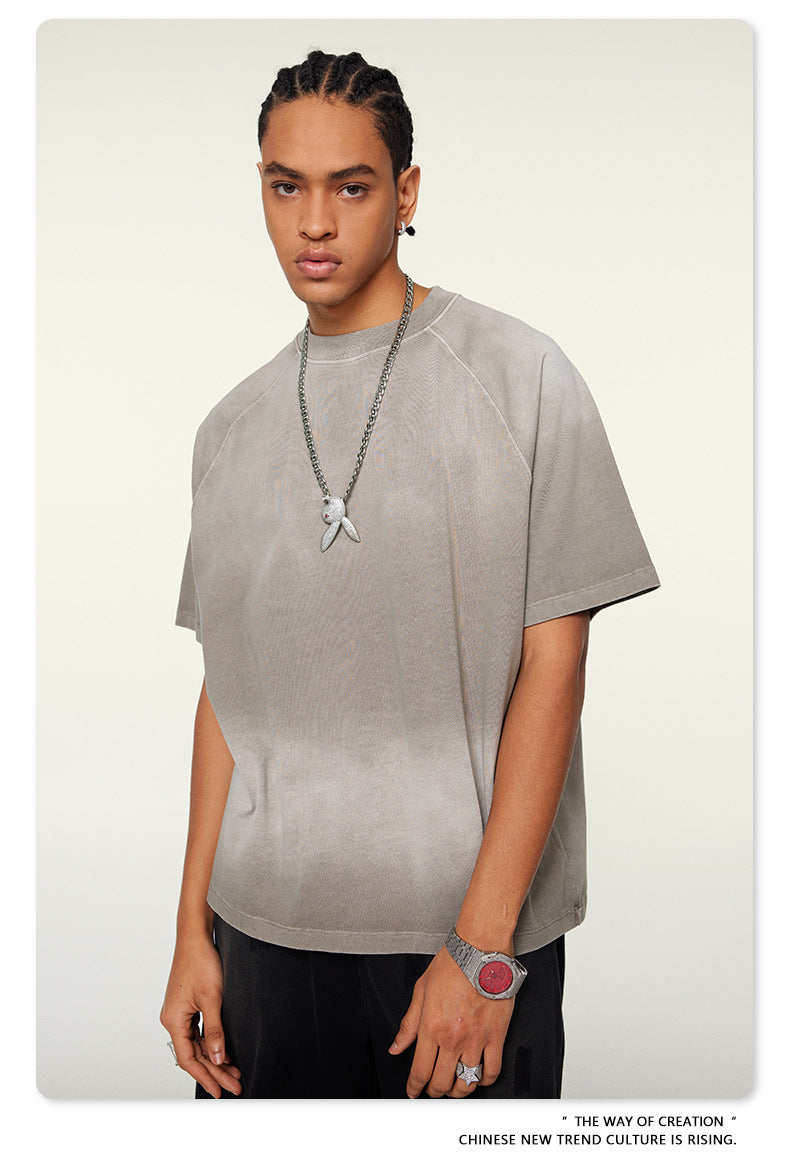 Washed Gradient Raglan Sleeve T-Shirt WN6065