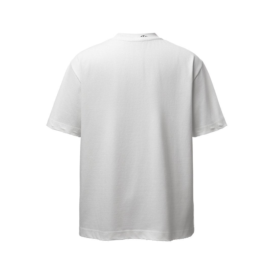 Oversize Damage Plain Short Sleeve T-Shirt WN25472