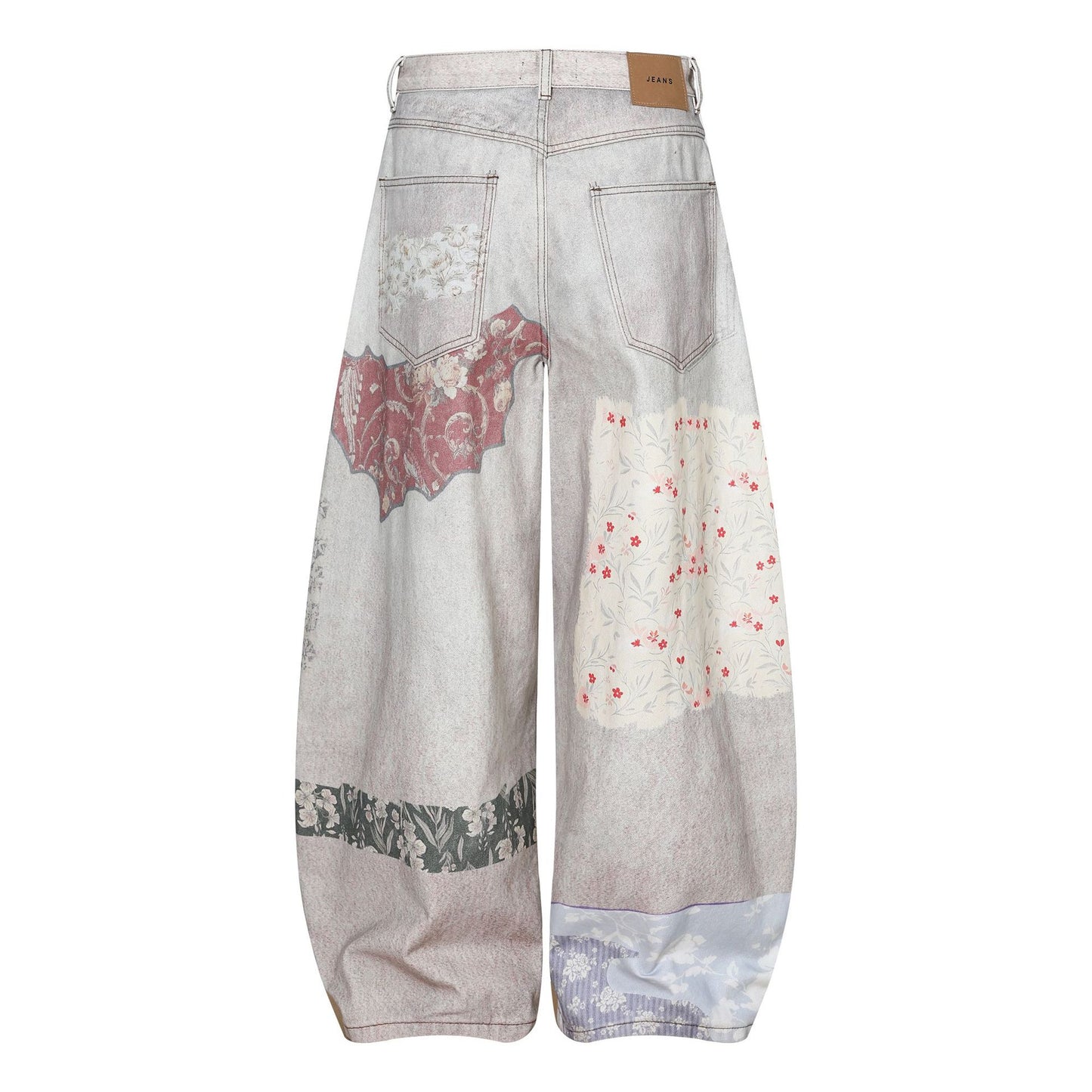 Collage Print Wide Leg Denim Jeans WN26018