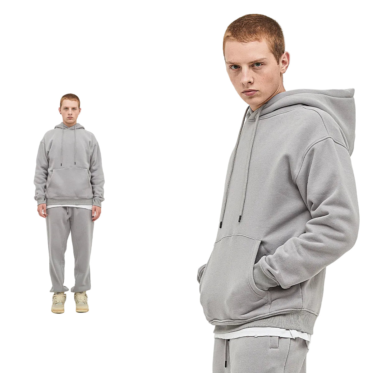 Fleece Lining Pullover Hoodie & Sweatpants Setup WN23117