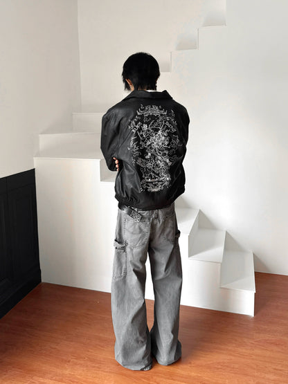 Embroidery PU Leather Short Jacket WN22223