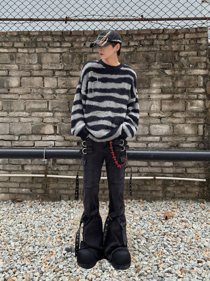 Cross Rhinestone Mohair Oversize Knit Sweater WN22981