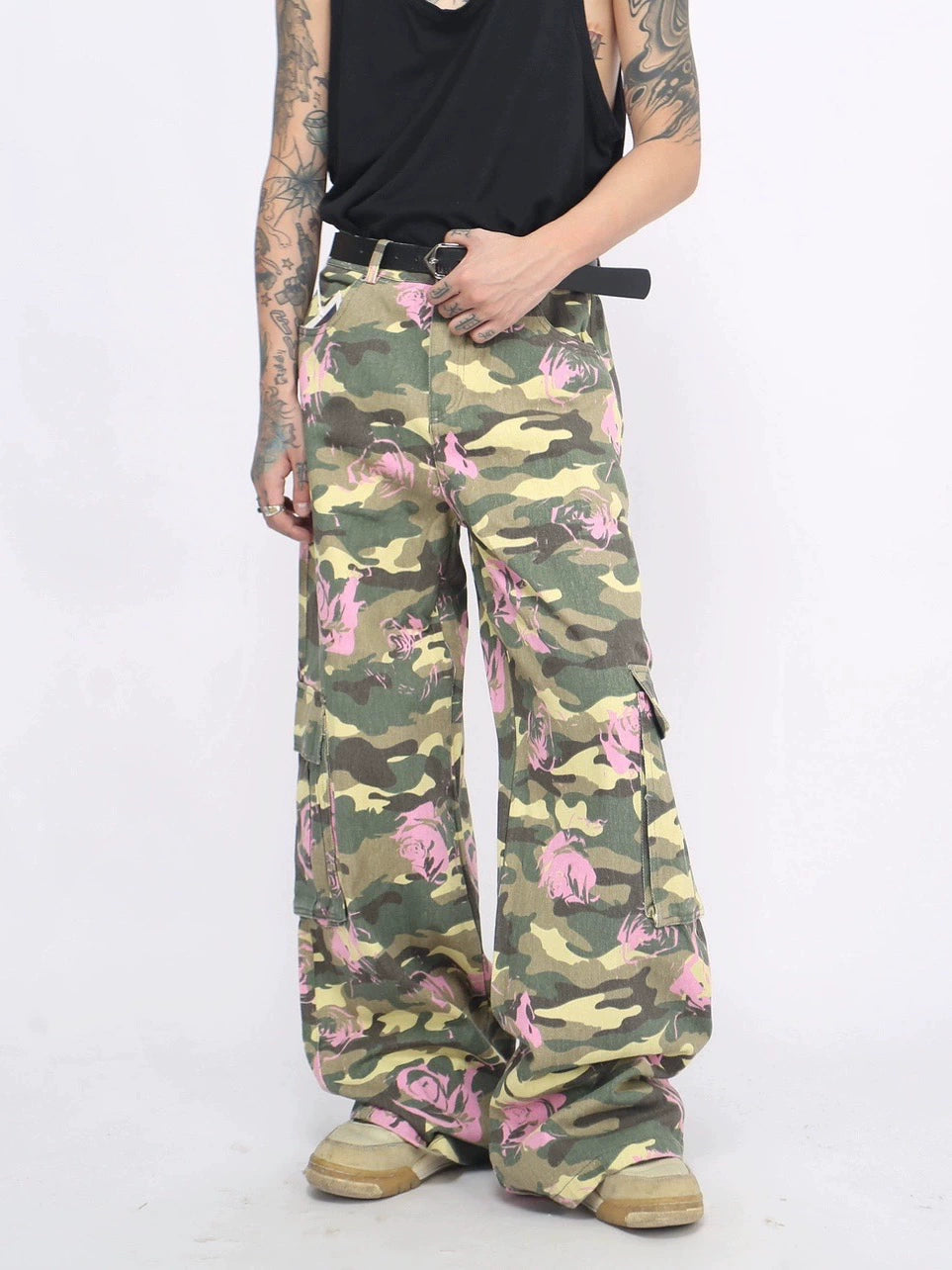 Camouflage Pink Rose Cargo Pants WN8363