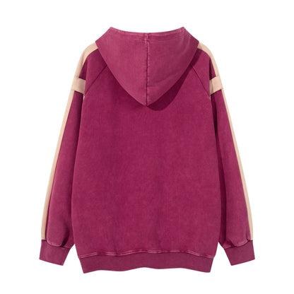 Washed Color-Block Oversize Pullover Hoodie WN11166