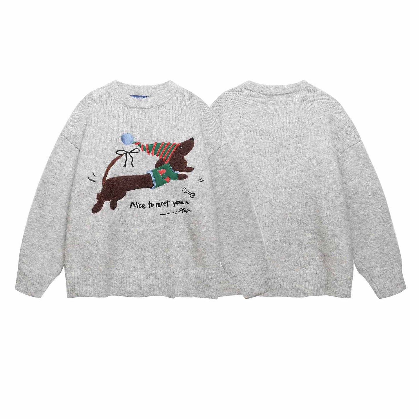 Christmas Dog Embroidery Knit Sweater WN26843