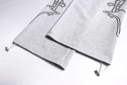 Letter Print Deconstruction Wide Leg Sweatpants WN26110