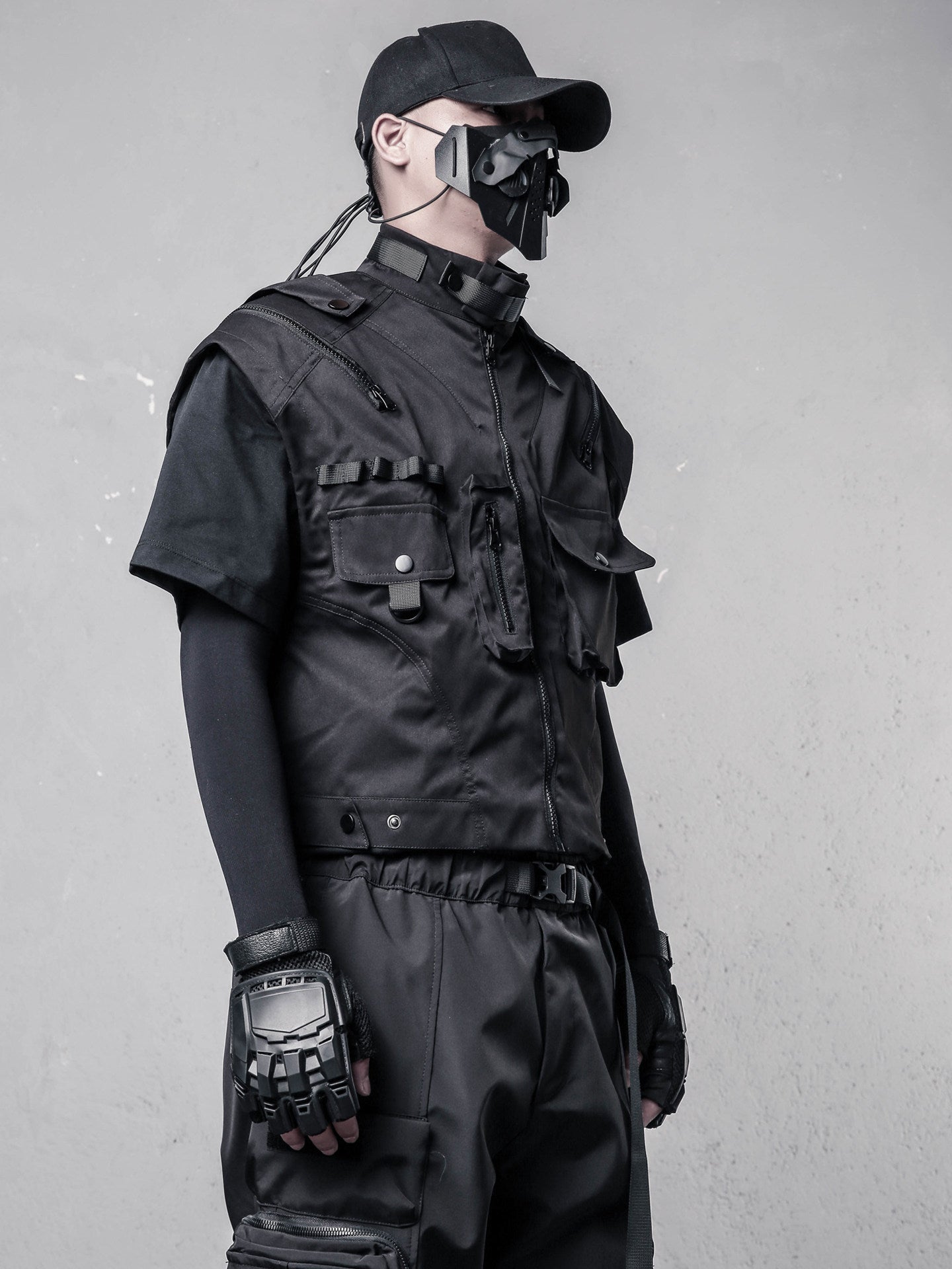 Tactical Stand Neck Zipper Short Vest WN22499