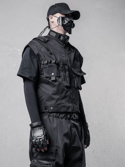 Tactical Stand Neck Zipper Short Vest WN22499