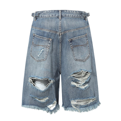 Washed Damage Denim Half Jeans WN26149
