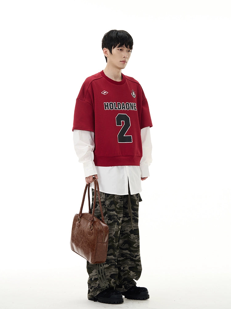 Fake Layered Oversize Letter Print Sweatshirt WN7700