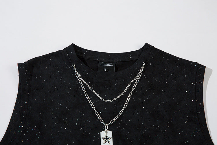 Speckled Oversize Sleeveless T-Shirt WN26850