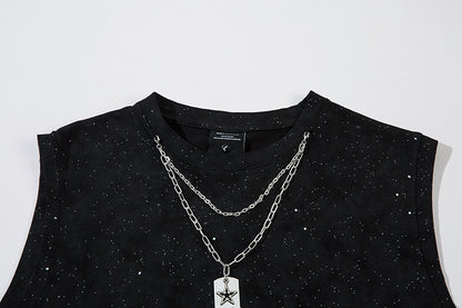 Speckled Oversize Sleeveless T-Shirt WN26850