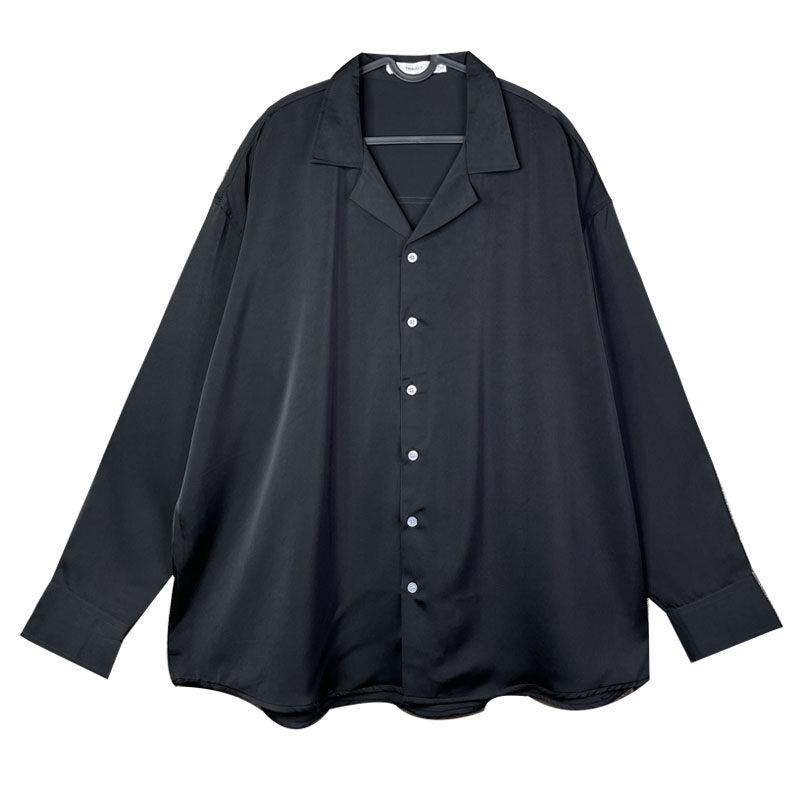 Draped Oversize Open Collar Long Sleeve Shirt WN25252