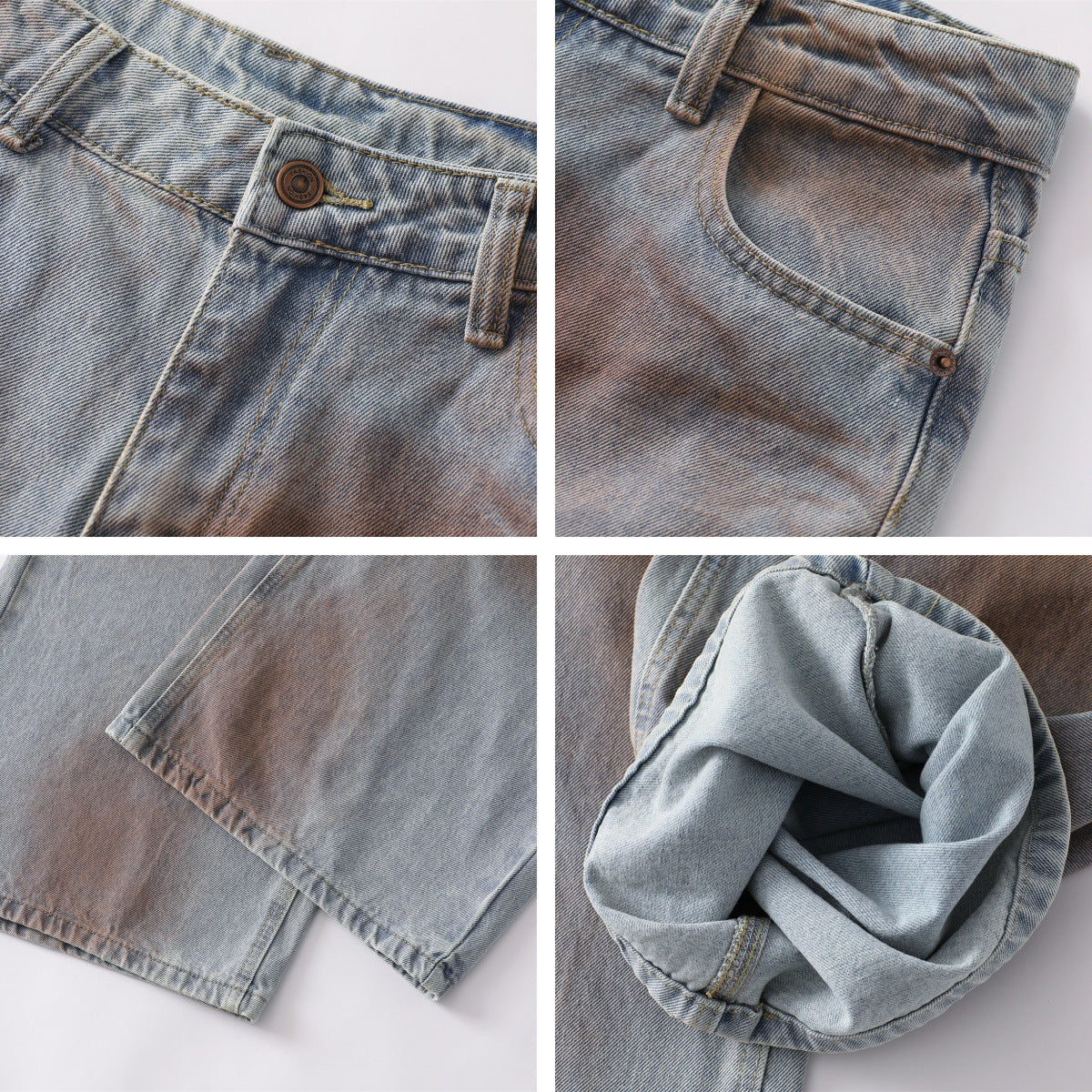 Mud Dye Washed Wide Leg Denim Jeans WN16540