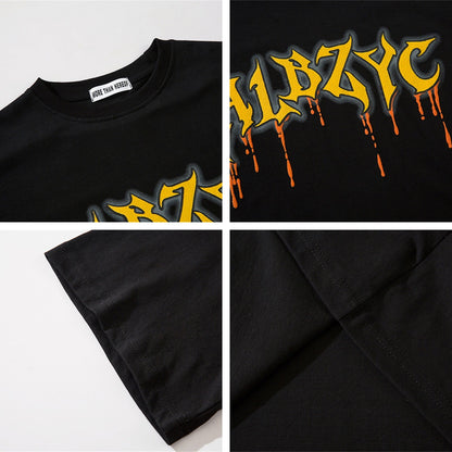 Melted Puff Letter Print Short Sleeve T-Shirt WN15060