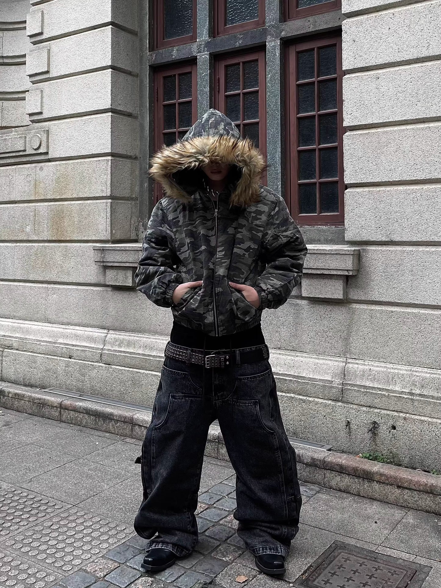 Camouflage Fake Fur Puffer Jacket WN9915