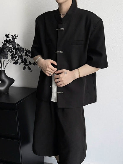 Stand Neck Shoulder-Pad Chinese Style Jacket WN19370