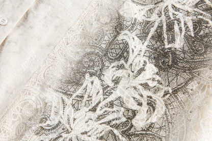 Graffiti Lace Cutout Short Sleeve Shirt WN16181