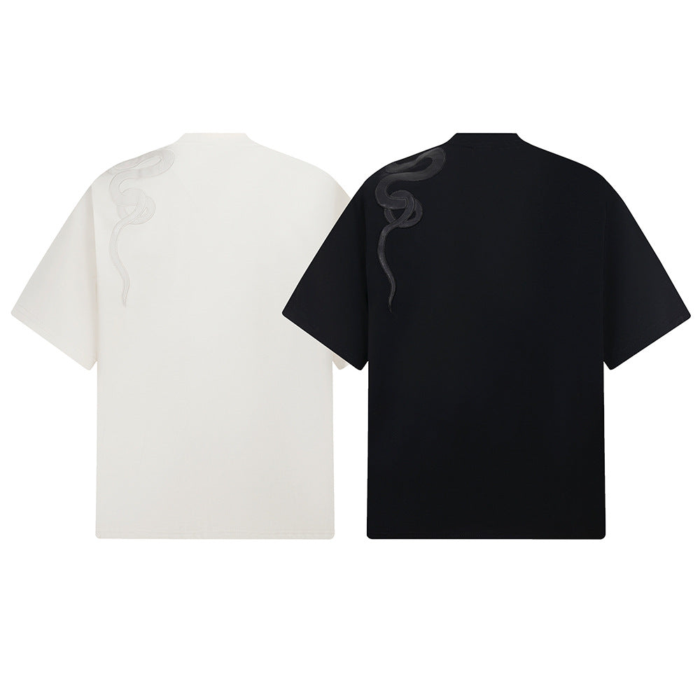 Snake Embroidery Oversize Short Sleeve T-Shirt WN18526
