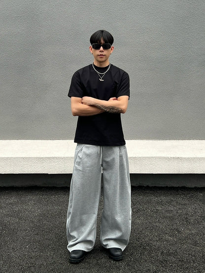 Drawstring Wide Leg Sporty Sweatpants WN19408