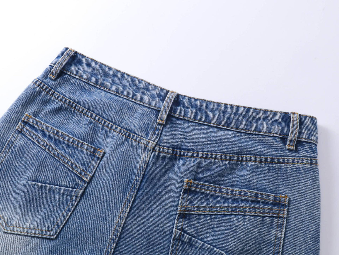 Washed Whisker Wide Leg Denim Jeans WN25481