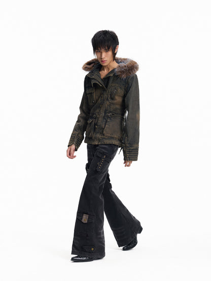 Low-Rise Multi-Pocket Panel Flare Denim Jeans WN27331