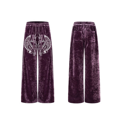 War Horse Embroidery Velvet Stand Neck Short Jacket & Pants Setup WN23277