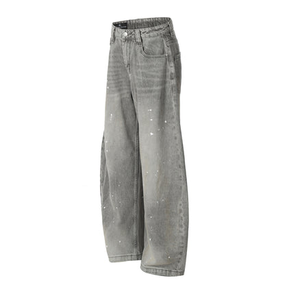 Washed Paint Wide Leg Denim Jeans WN25927
