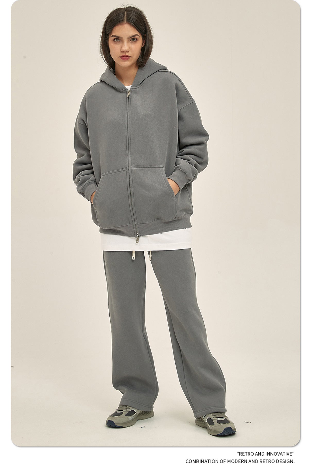 Oversize Heavyweight Zipper Hoodie & Heavyweight Sweatpants Setup WN6640