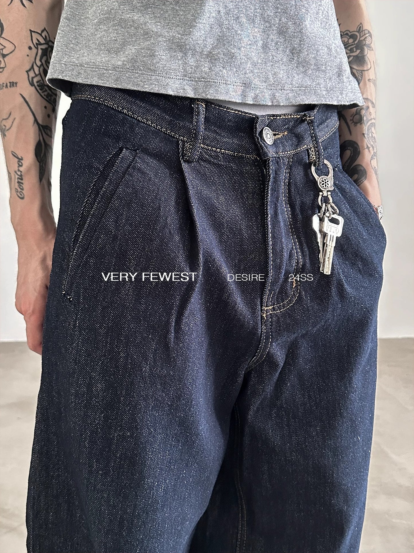 Heavy Duty Wash Wide Leg Denim Jeans WN8899