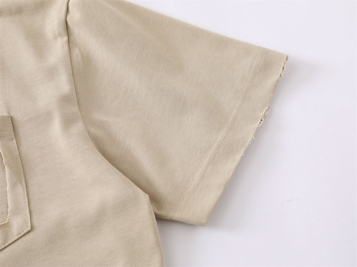 Damage Raw Hem Pocket Oversize Short Sleeve T-Shirt WN26864